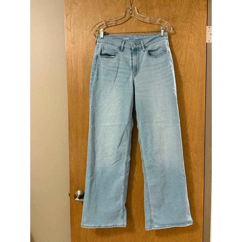 Old Navy Wow Wide Leg Jeans High Rise Light Wash Denim Blue Womens 6